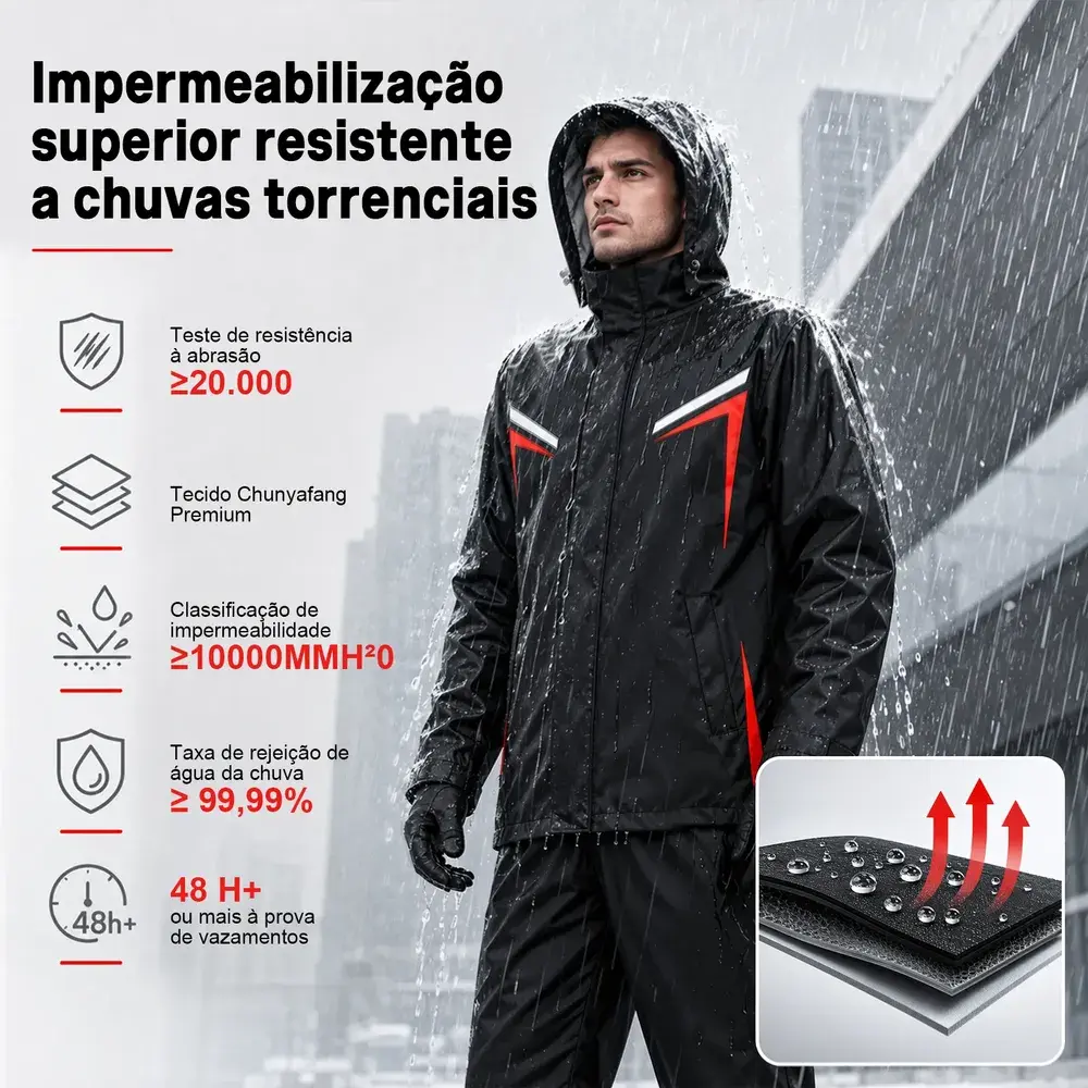 Capa De Chuva Moto Com Capuz Impermeável Motoqueiro Motoboy