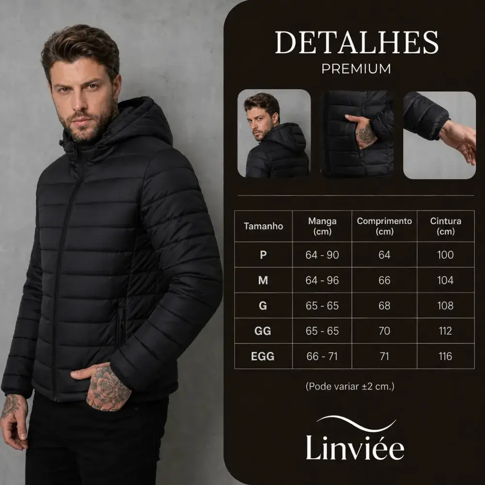 Jaqueta Puffer De Frio Blusa Impermeável Inverno Intenso