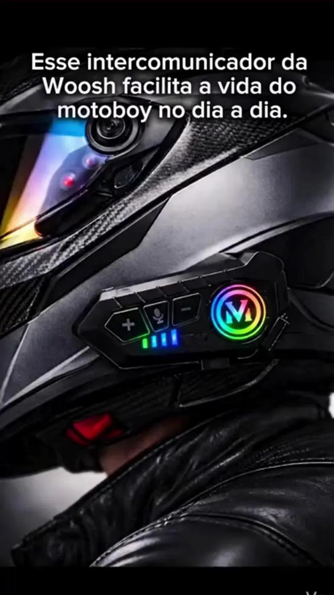 Fone de Ouvido para Capacete Intercomunicador Bluetooth Headset RGB - Woosh