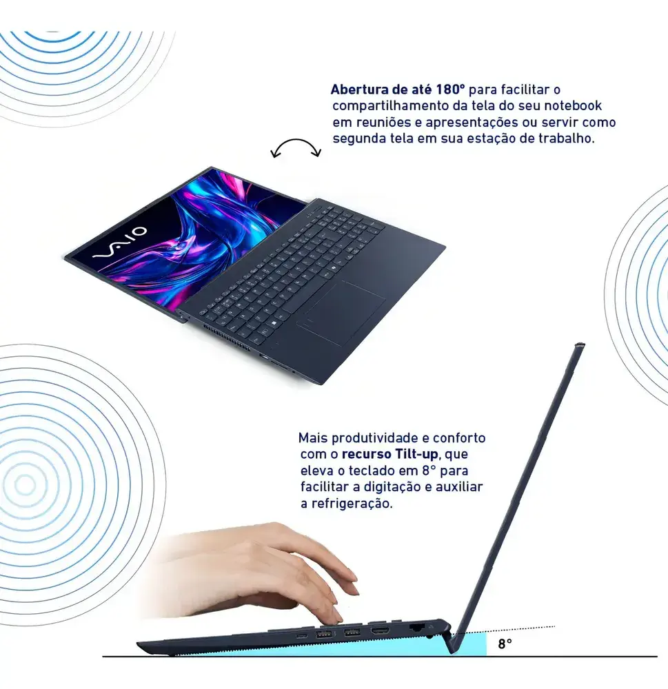Notebook Vaio Fe16 Amd Ryzen 7 5825u Linux 8gb RAM 512gb Ssd Wi-Fi 6 Tela 16 Ips Wuxga Antirreflexo Cinza Grafite