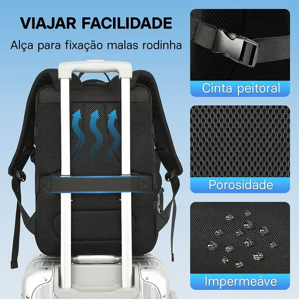 Mochila Viagem Executiva Grande Notebook Masculina Feminina