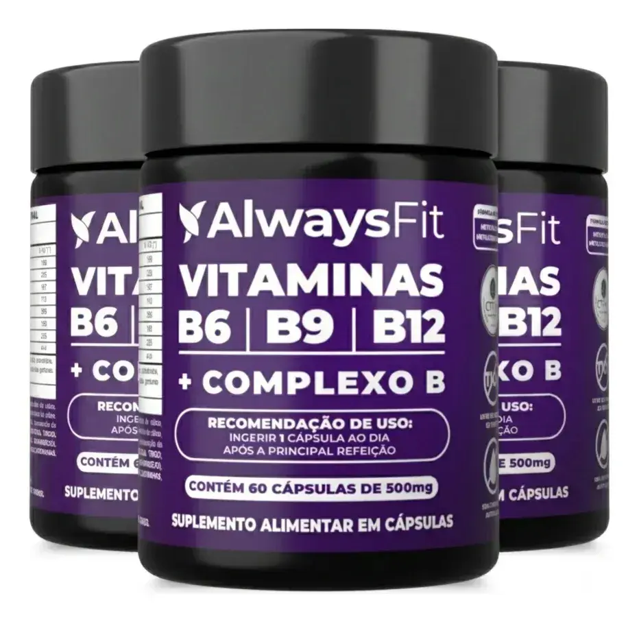 Kit 03 Complexo B AlwaysFit Metilfolato + Metilcobalamina + Vitaminas do Complexo B