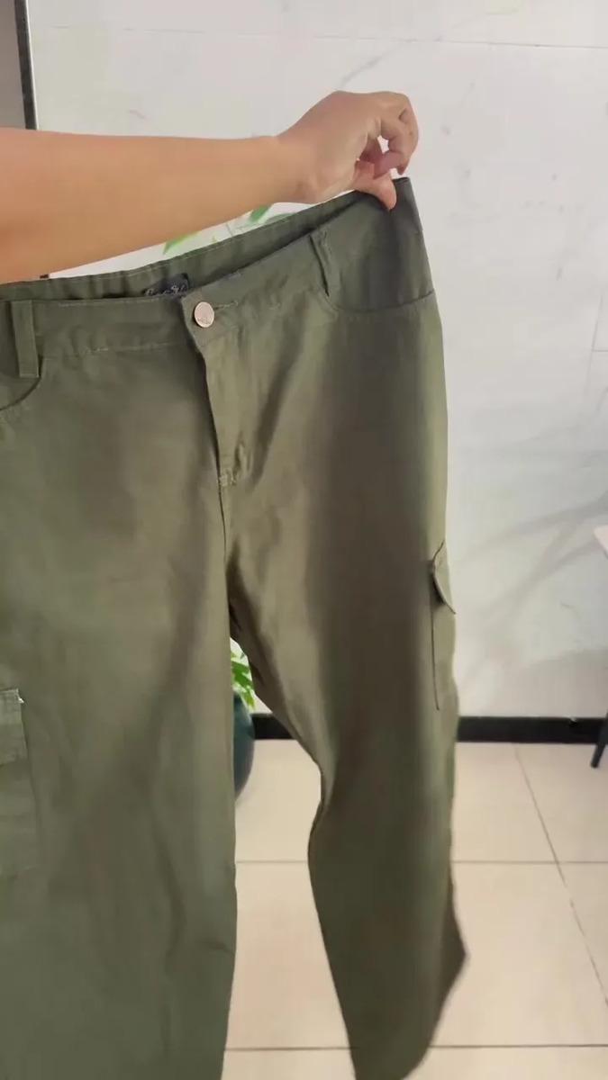 Calça Cargo Feminina Wide Leg Cintura Alta Jeans Stillger