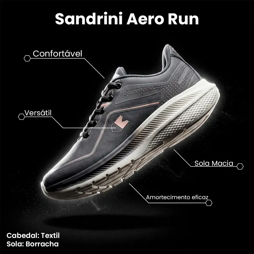 Tênis Sandrini Aero Run Academia Caminhada Treino