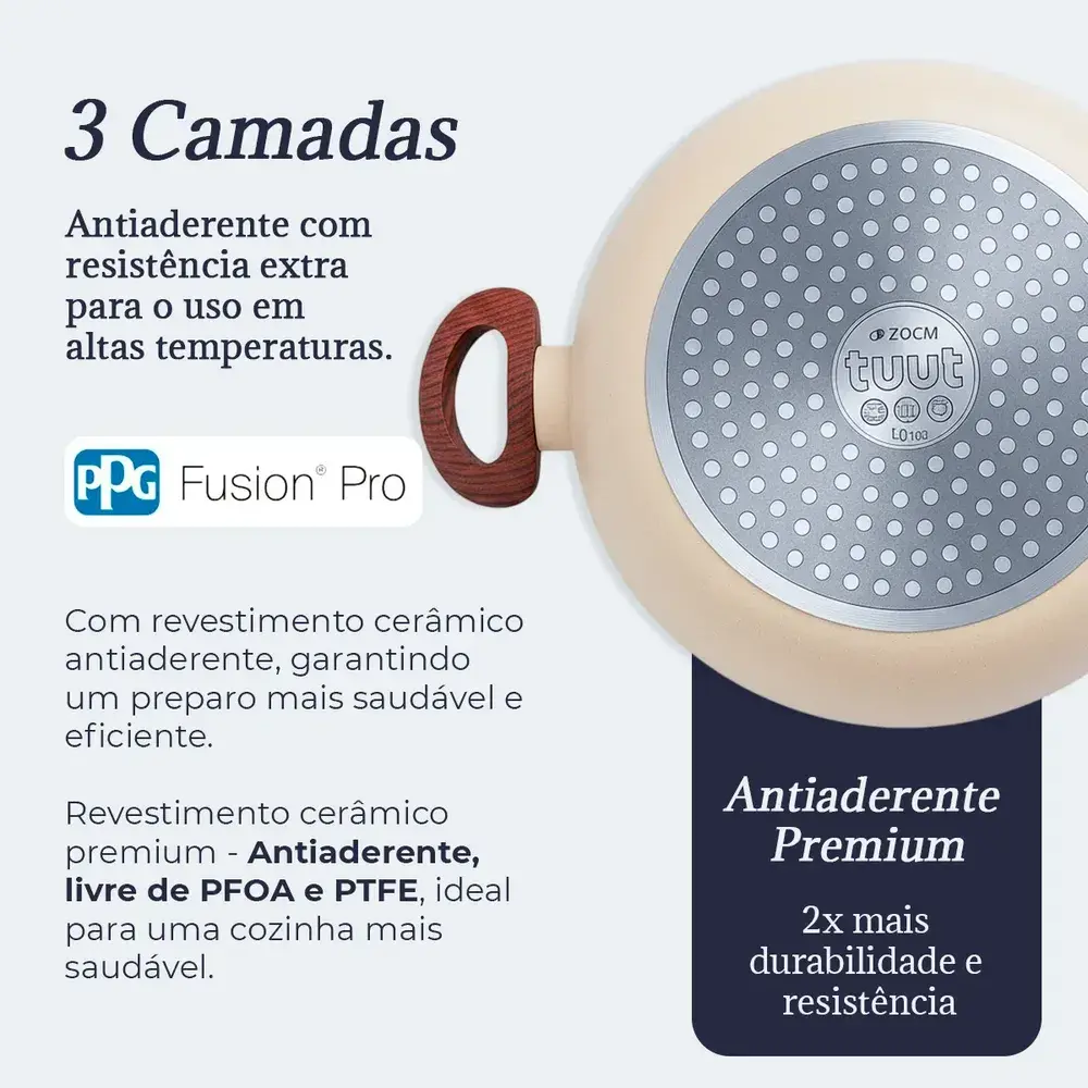 Jogo De Panelas Indução Antiaderente Cerâmica 10 Peças Ppg Pfoa Free Baunilha