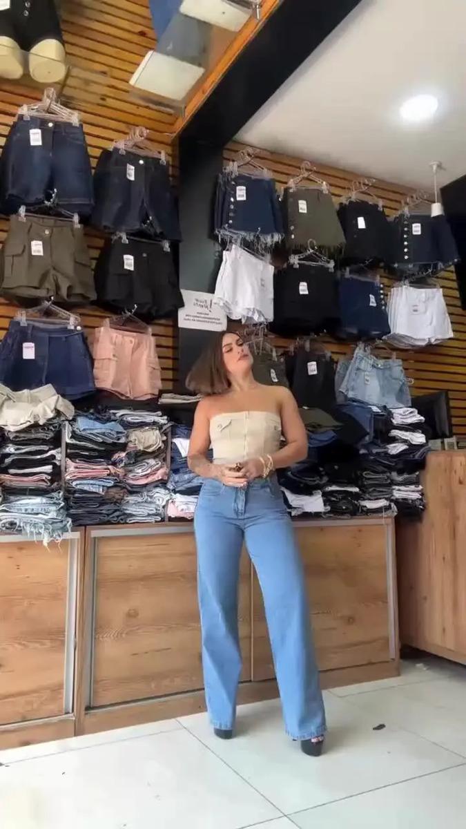 Calça Jeans Wide Leg Feminina Cintura Alta Sem Lycra Stillge