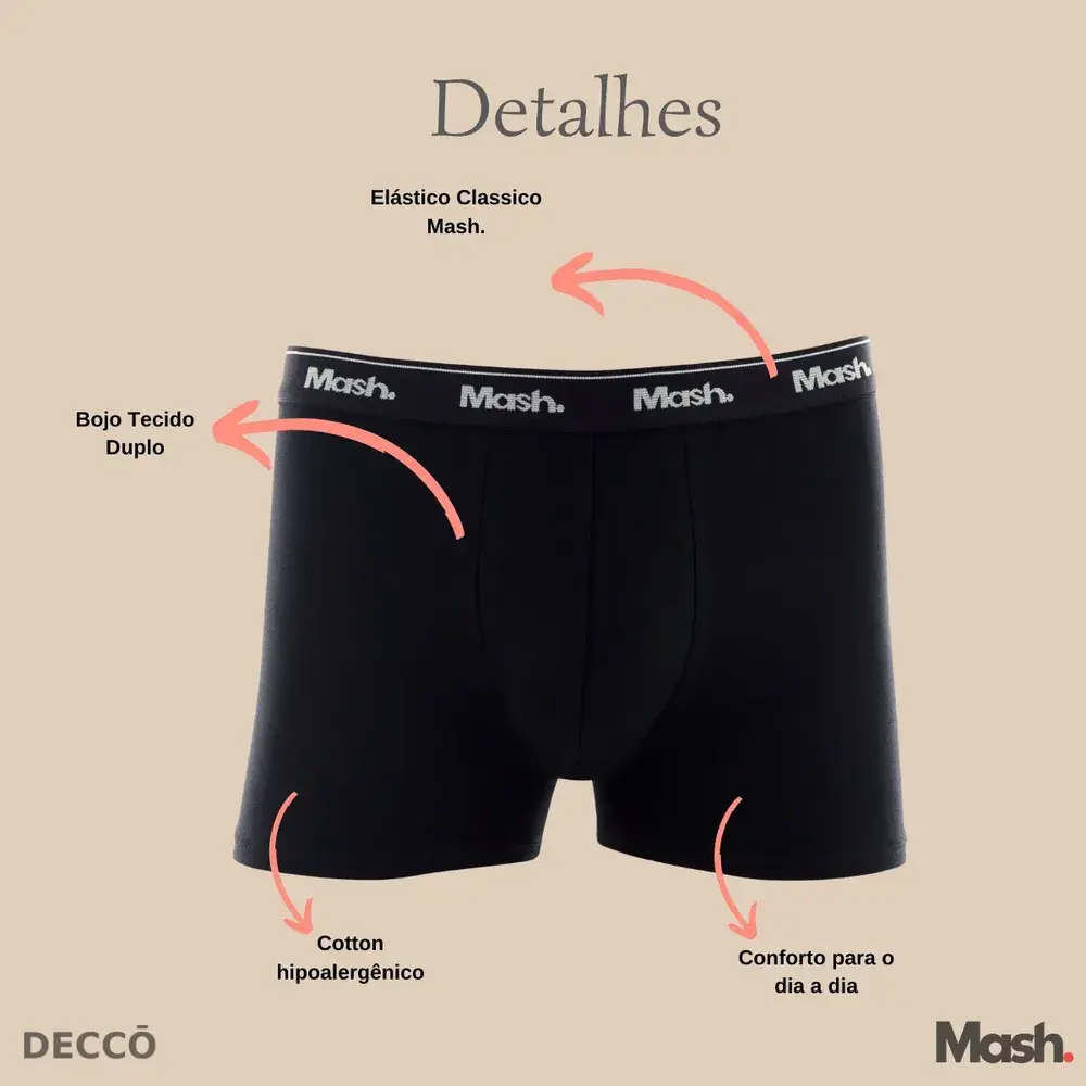Kit Com 10 Cuecas Boxer Algodão Cotton Masculina Adulto Mash