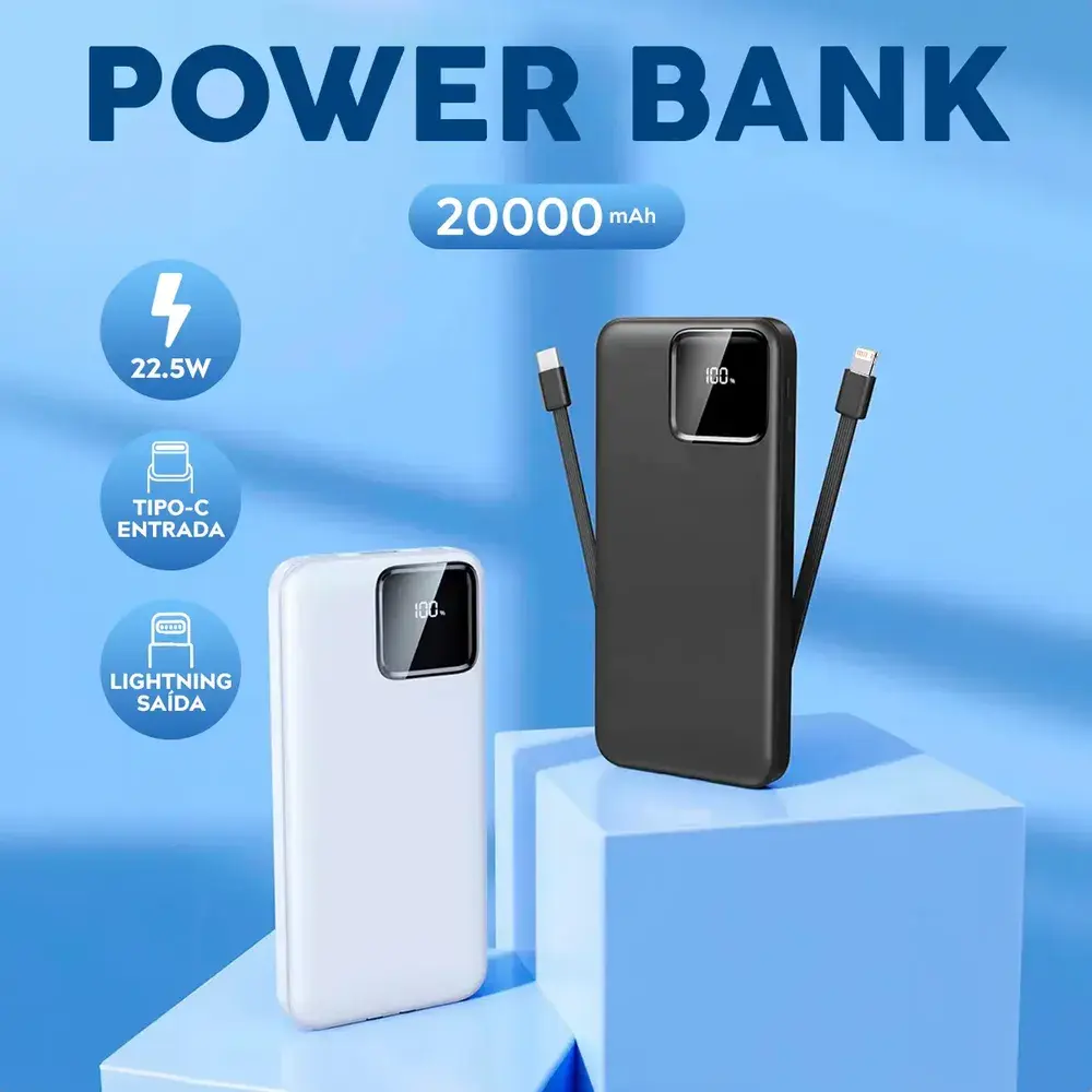 Carregador Portátil Power Bank Turbo 20000mah 22.5w Universal DTimp