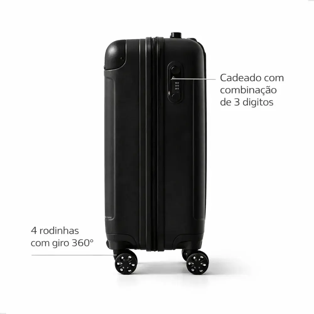 Mala De Viagem Bordo Mão Pequena 10kg Abs Cadeado 360