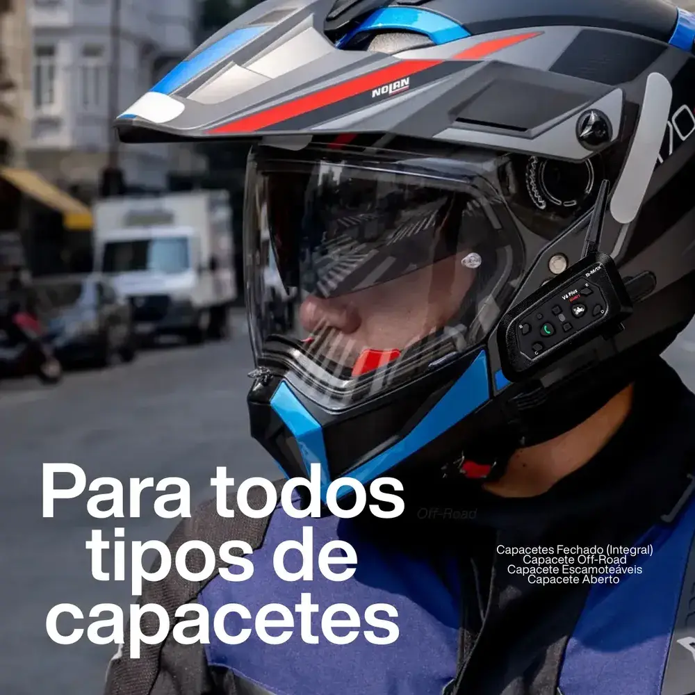 Par Intercomunicador V6 Plus Capacete Comunicador Sem Fio Bluetooth Moto