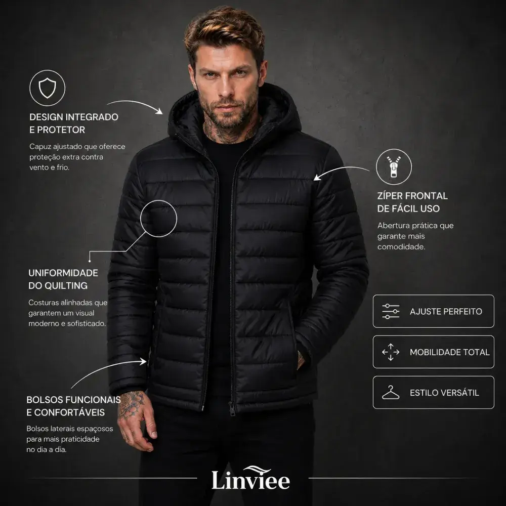 Jaqueta Puffer De Frio Blusa Impermeável Inverno Intenso