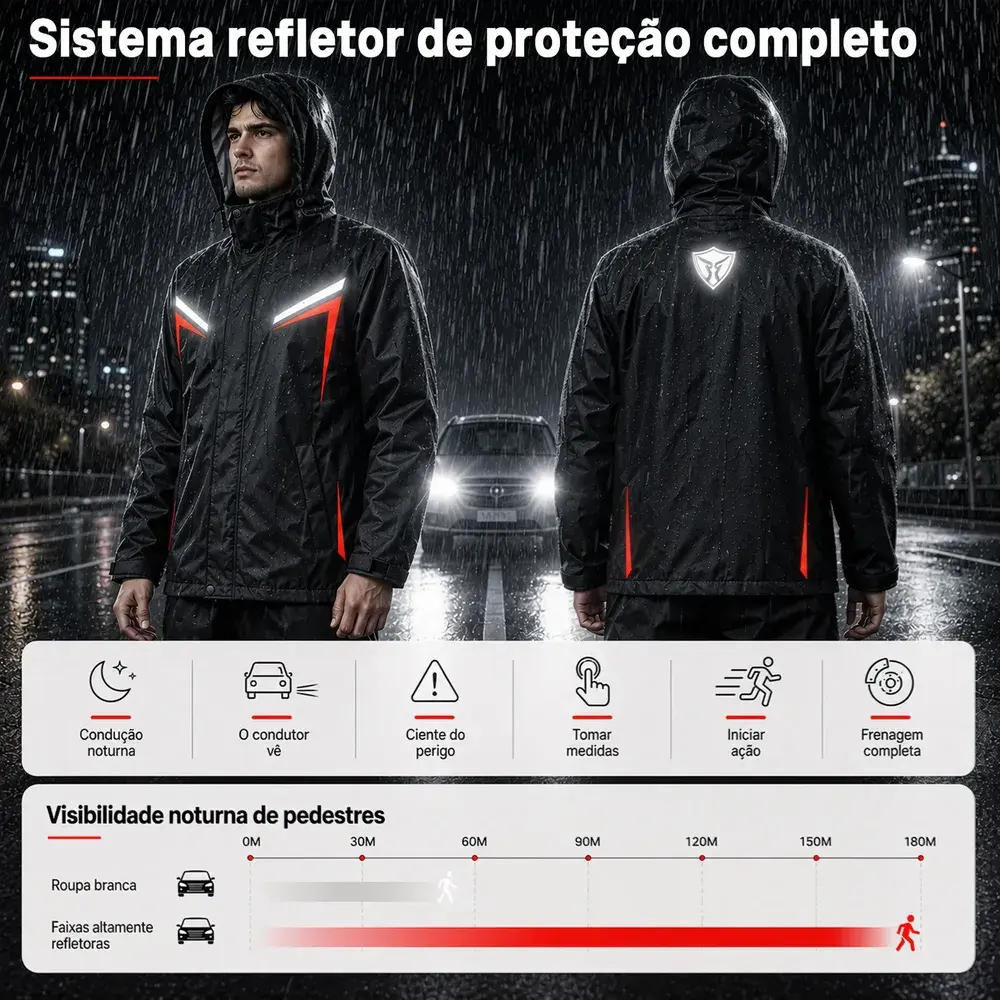 Capa De Chuva Moto Com Capuz Impermeável Motoqueiro Motoboy