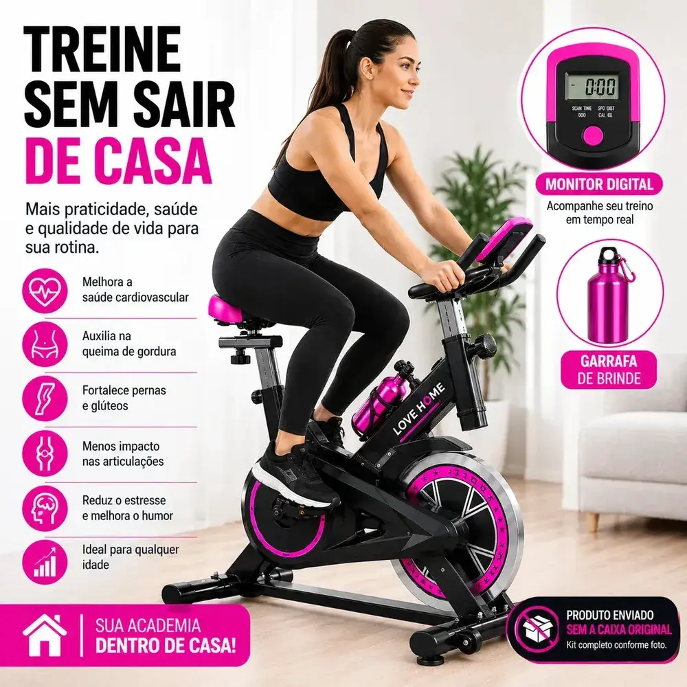 Bicicleta Ergométrica Inércia 6kg Spinning Profissional Indoor Ajustável Treino Casa
