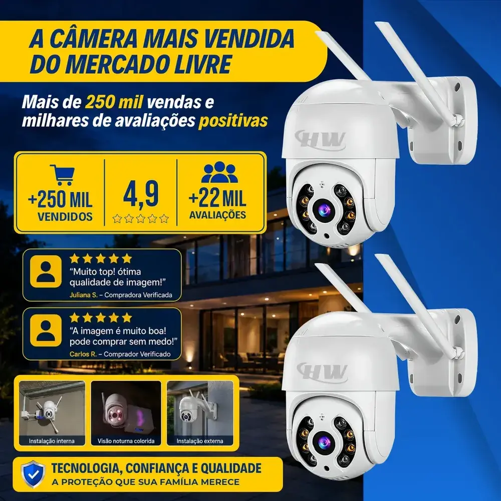 Kit 2 Câmeras Segurança IP Interna Externa Wifi iCSee Infravermelho