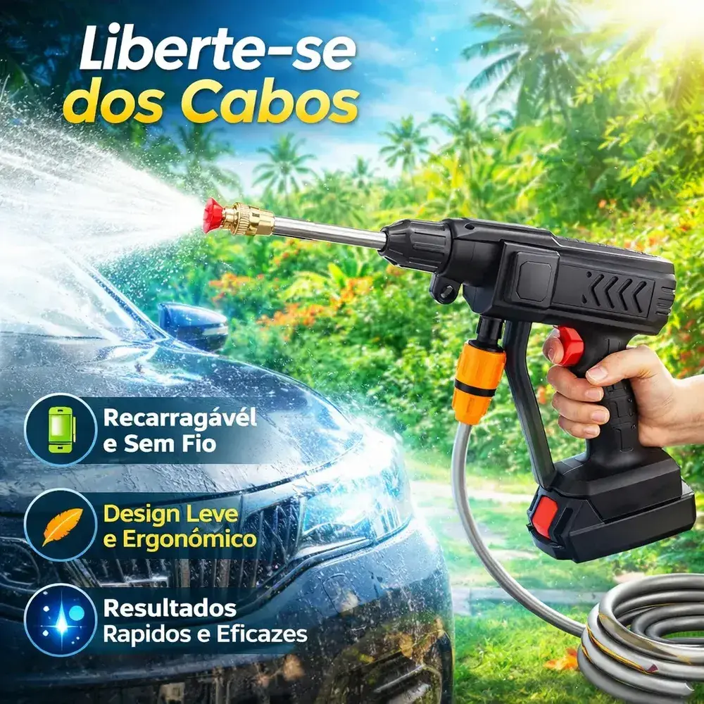 Lavadora A Jato De Alta Pressão Portátil Recarregável 2 Baterias Com Maleta Mini Elétrica De Lavar Carro Profissional