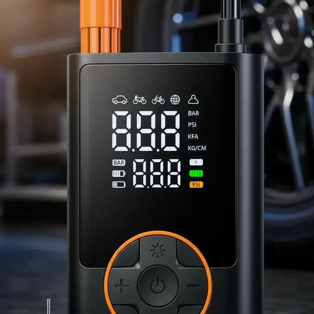 Compressor Portátil Car Air Pump Digital com Visor para Carro Moto Bike
