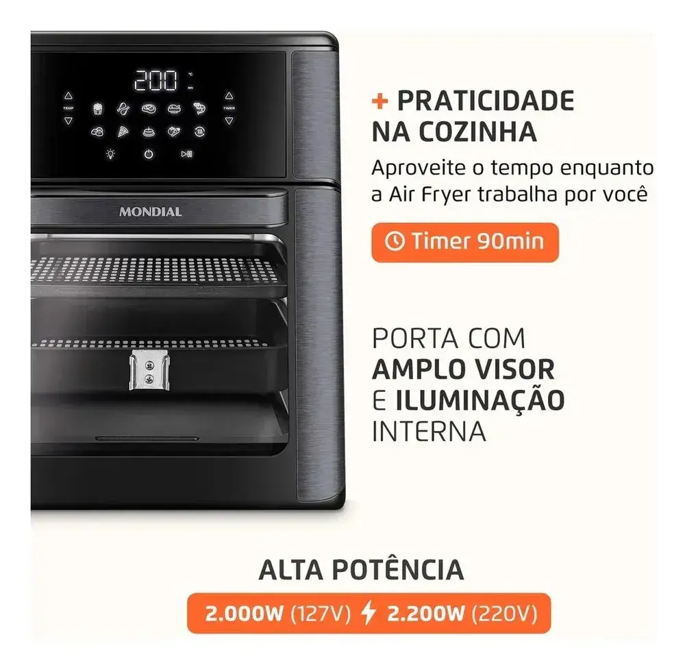 Fritadeira Elétrica AFON-12L-BG Forno Oven 12 Litros Mondial