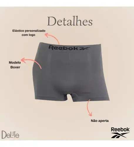 Kit 6 Cuecas Reebok Boxer Microfibra Classic Masculina