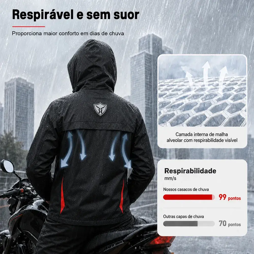Capa De Chuva Moto Com Capuz Impermeável Motoqueiro Motoboy