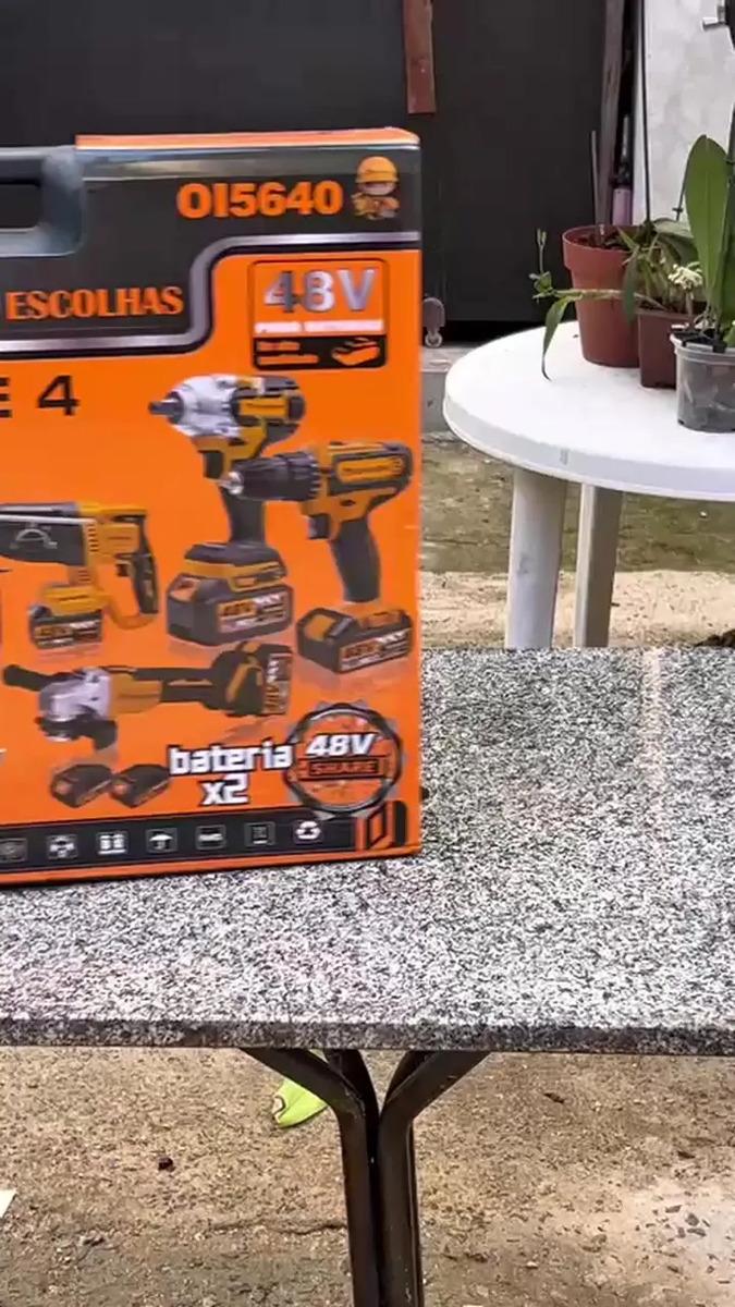 Kit Multi Ferramentas 4 Em 1 48v Sem Fio Com 2 Baterias Furadeira Parafusadeira Martelete Esmerilhadeira Chave De Impacto Com Maleta Simake