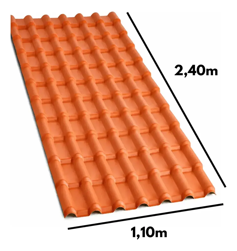 Telha PVC Plan Cerâmica 2,40x1,10m Laranja