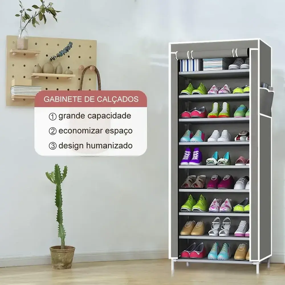 Sapateira Vertical Zíper 9 Prateleiras Multiuso Sortida