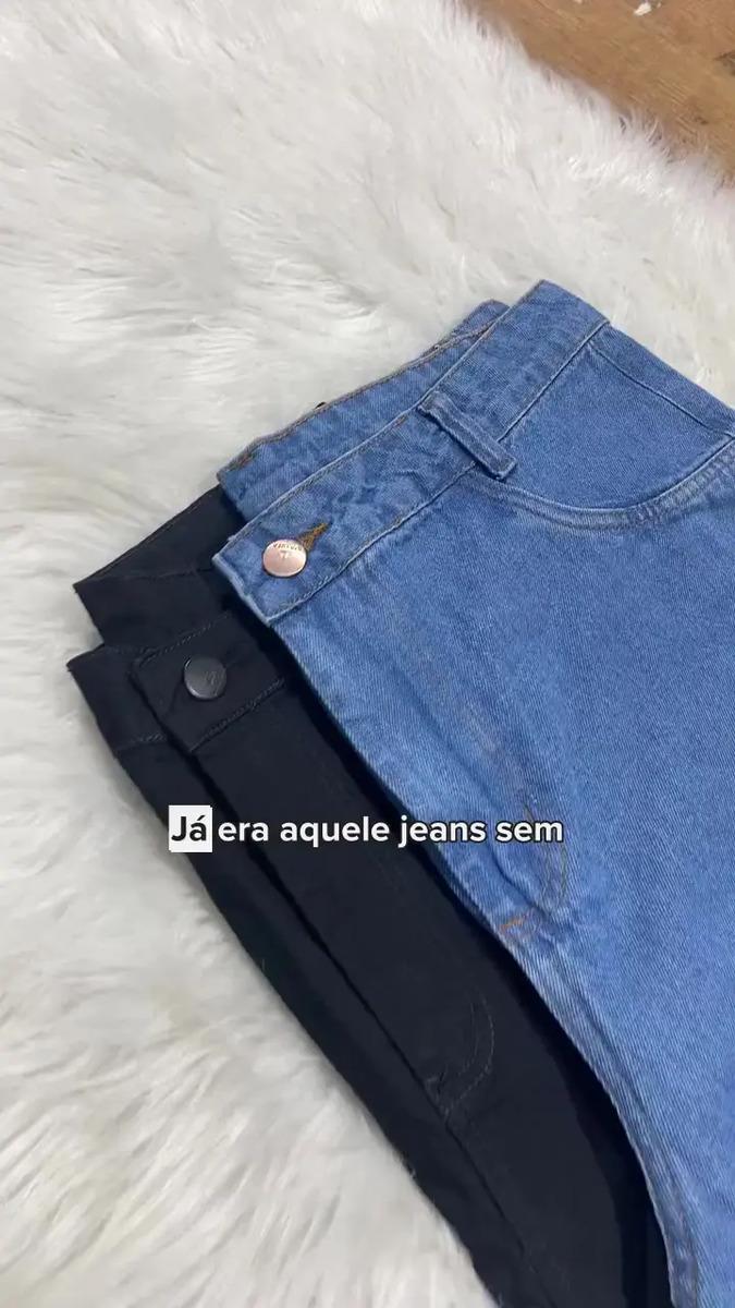 Calça Jeans Wide Leg Feminina Cintura Alta Sem Lycra Stillge