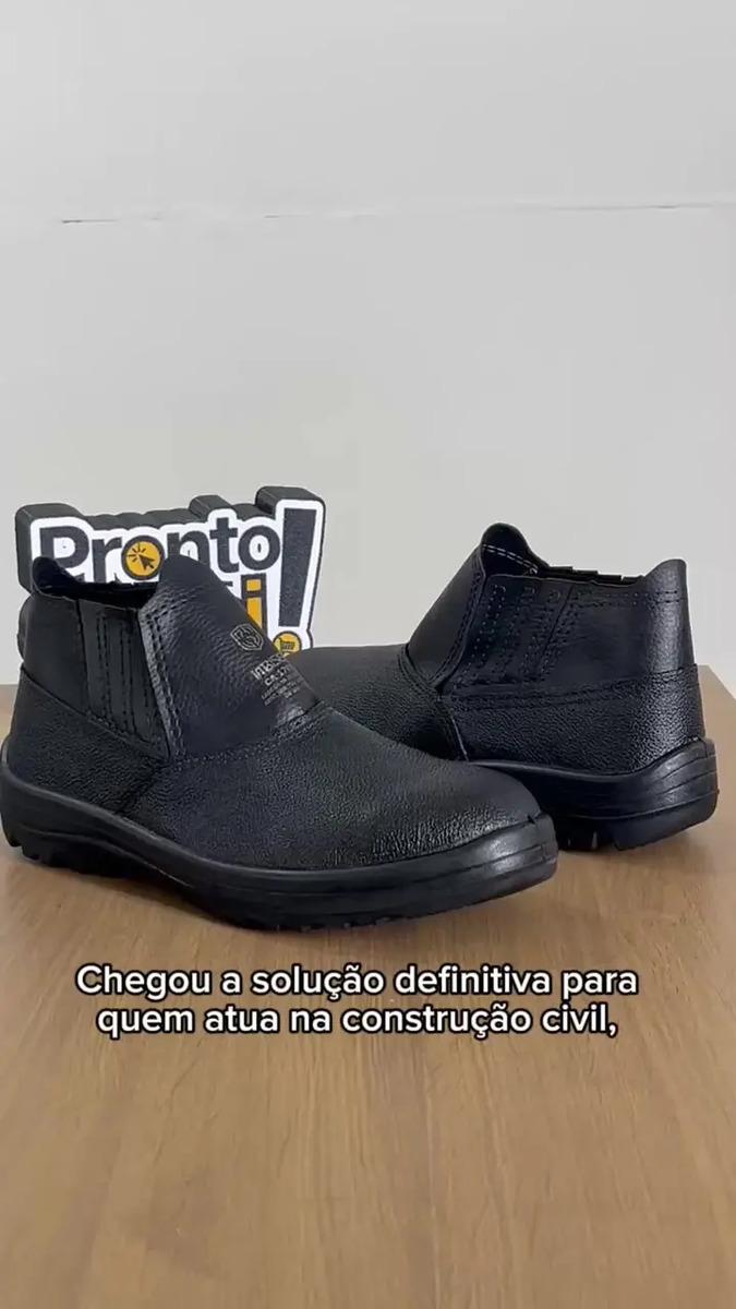 Bota Botina Segurança Trabalho Couro Resistente Epi Bico Pvc