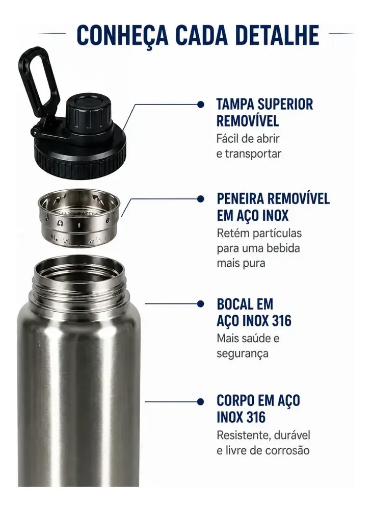 Garrafa Térmica 800ml Frio Com Isolamento Garrafinha Treinos