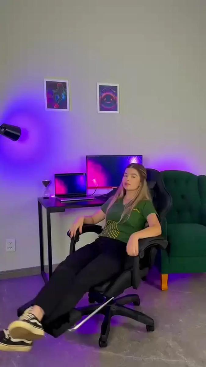 Cadeira De Escritório Gamer Nitro Ergonômica Estofado Couro Sintético Reclinável Cor Preto Luvinco