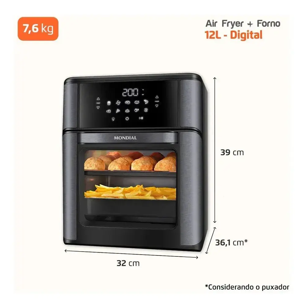 Fritadeira Elétrica AFON-12L-BG Forno Oven 12 Litros Mondial