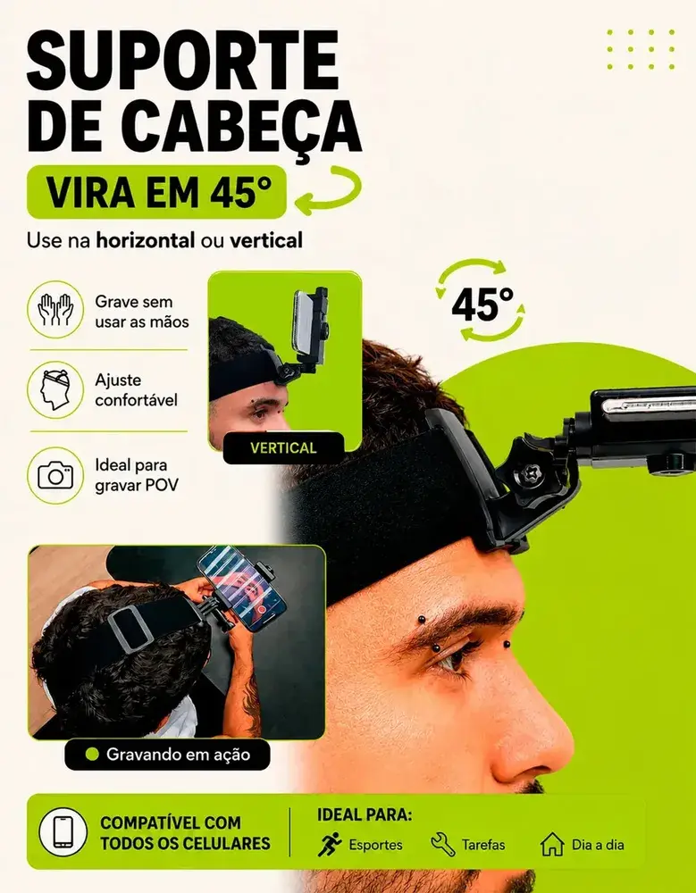 Suporte de Cabeça para Celular para Filmar com as Mãos Livres
