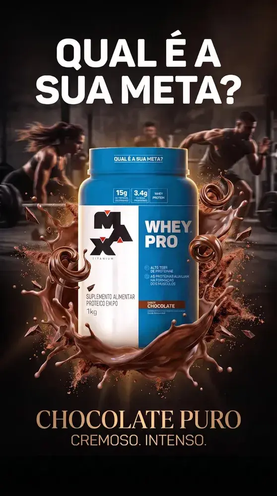 Whey Protein 1kg Whey Pro Max Titanium Sabor Chocolate BCAA e Aminoácidos