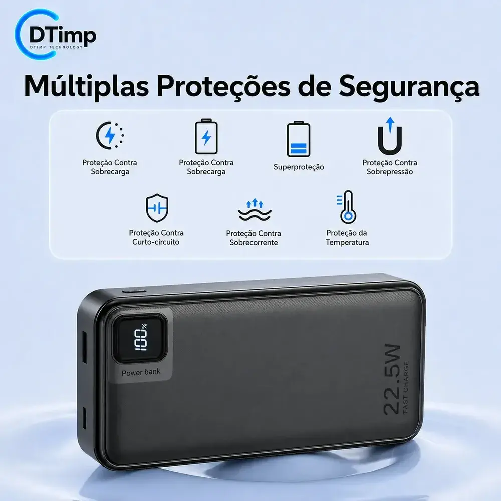 Carregador Portátil Power Bank Turbo 20000mah 22.5w Universal DTimp