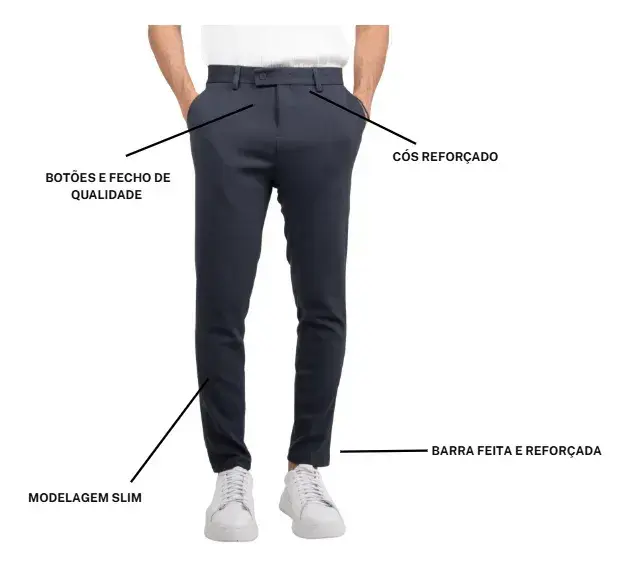 Calça Social Alfaiataria Masculina Malha Elastano Stretch