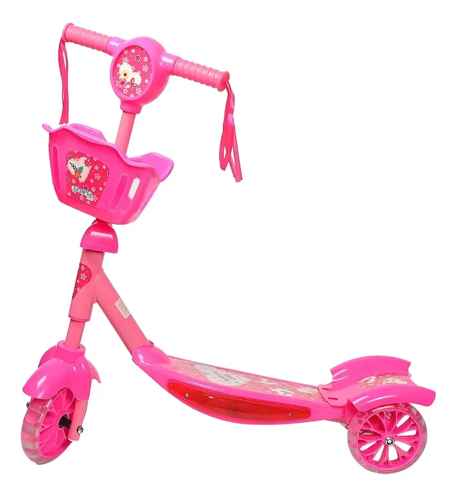 Patinete Infantil Musical Replay Kids Kiddy com 3 Rodas e Luz de LED Rosa