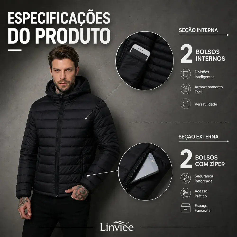 Jaqueta Puffer De Frio Blusa Impermeável Inverno Intenso