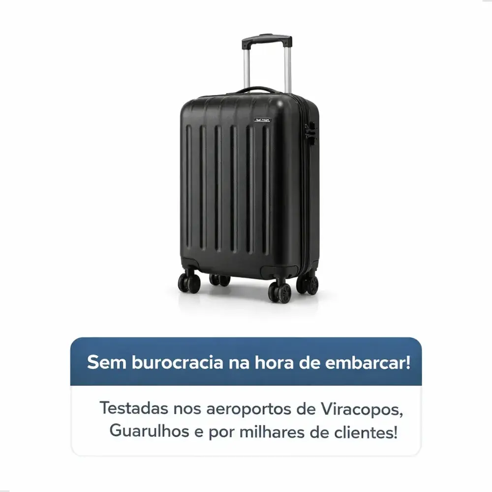 Mala De Viagem Bordo Mão Pequena 10kg Abs Cadeado 360
