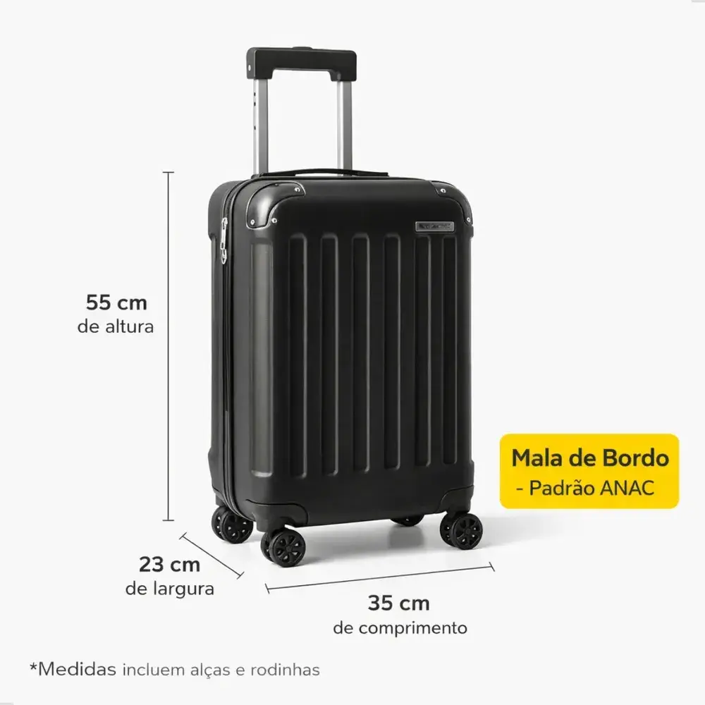 Mala De Viagem Bordo Mão Pequena 10kg Abs Cadeado 360