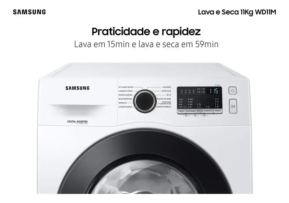 Lava e Seca Samsung WD11M com Digital Inverter Branca 11kg