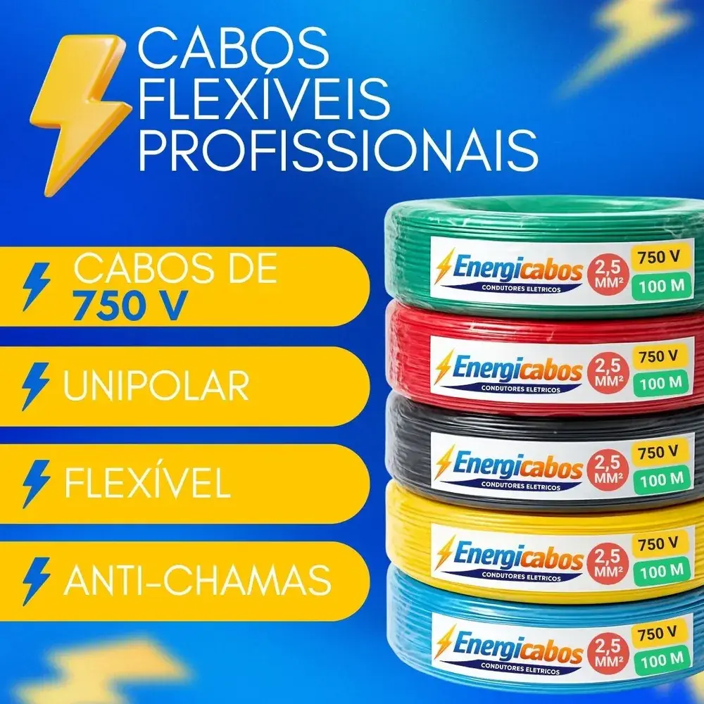Cabo Flexível 2,5mm Rolo 100m Unipolar 750v