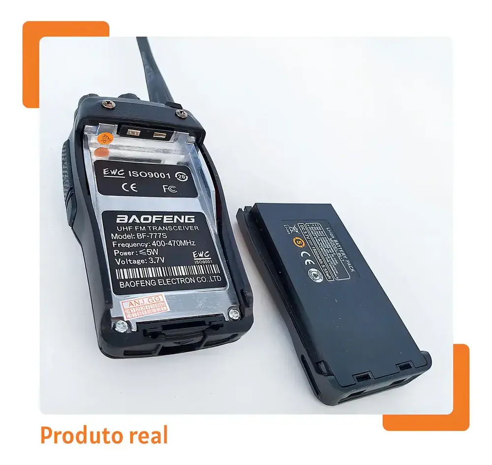 Kit 2 Radio Comunicador 16 Ch 12km Baofeng 777s Ht Cor Preto