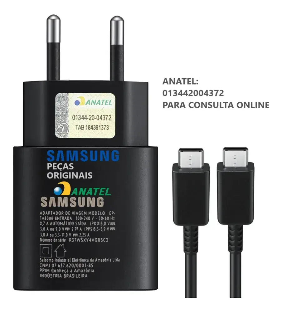 Carregador Original Samsung Turbo S25 S24 S23 S22 S21 25w Br