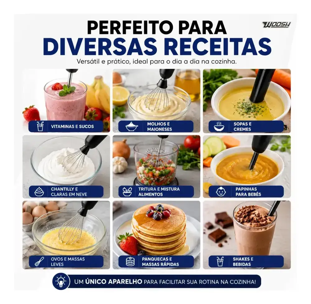 Mixer Elétrico Portátil 2 em 1 Recarregável Misturador de Bebidas e Ovos