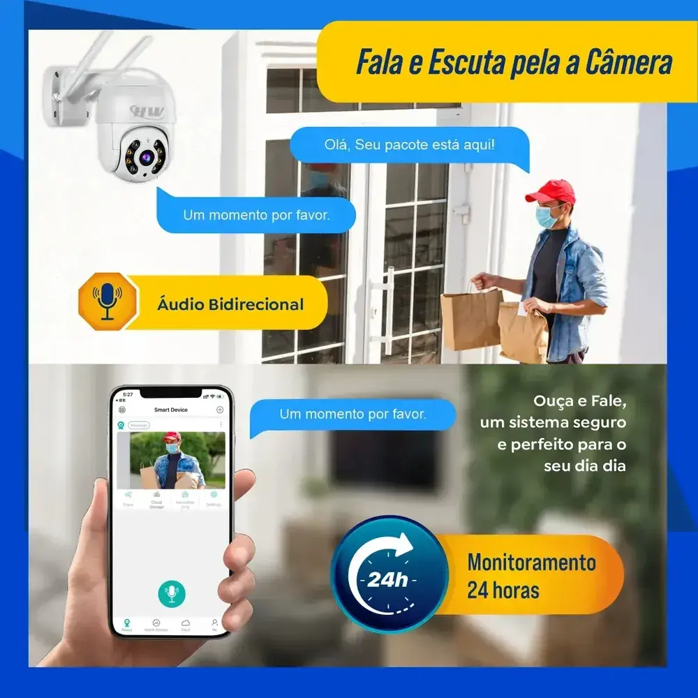 Kit 2 Câmeras Segurança IP Interna Externa Wifi iCSee Infravermelho