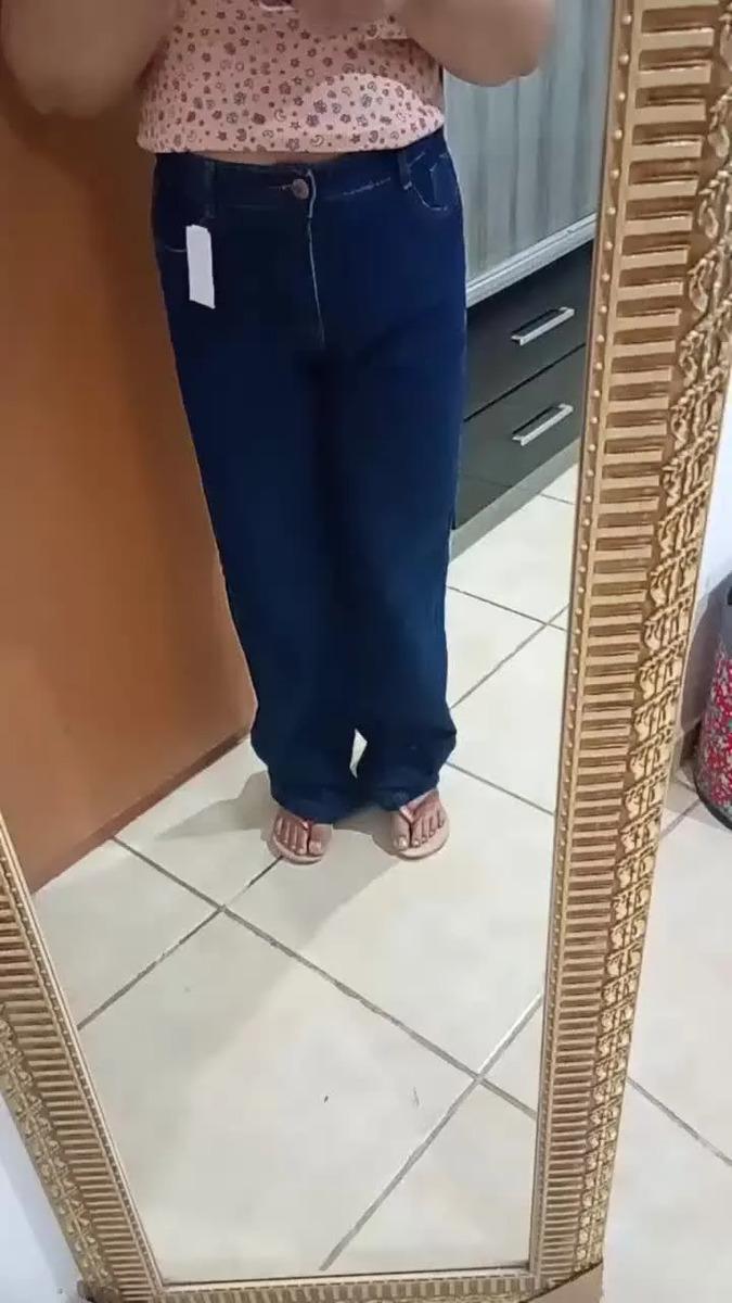 Calça Jeans Wide Leg Feminina Cintura Alta Sem Lycra Stillge