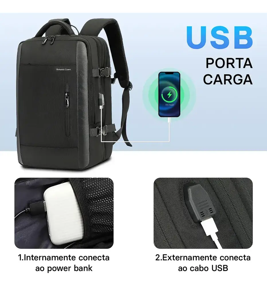 Mochila Viagem Executiva Grande Notebook Masculina Feminina