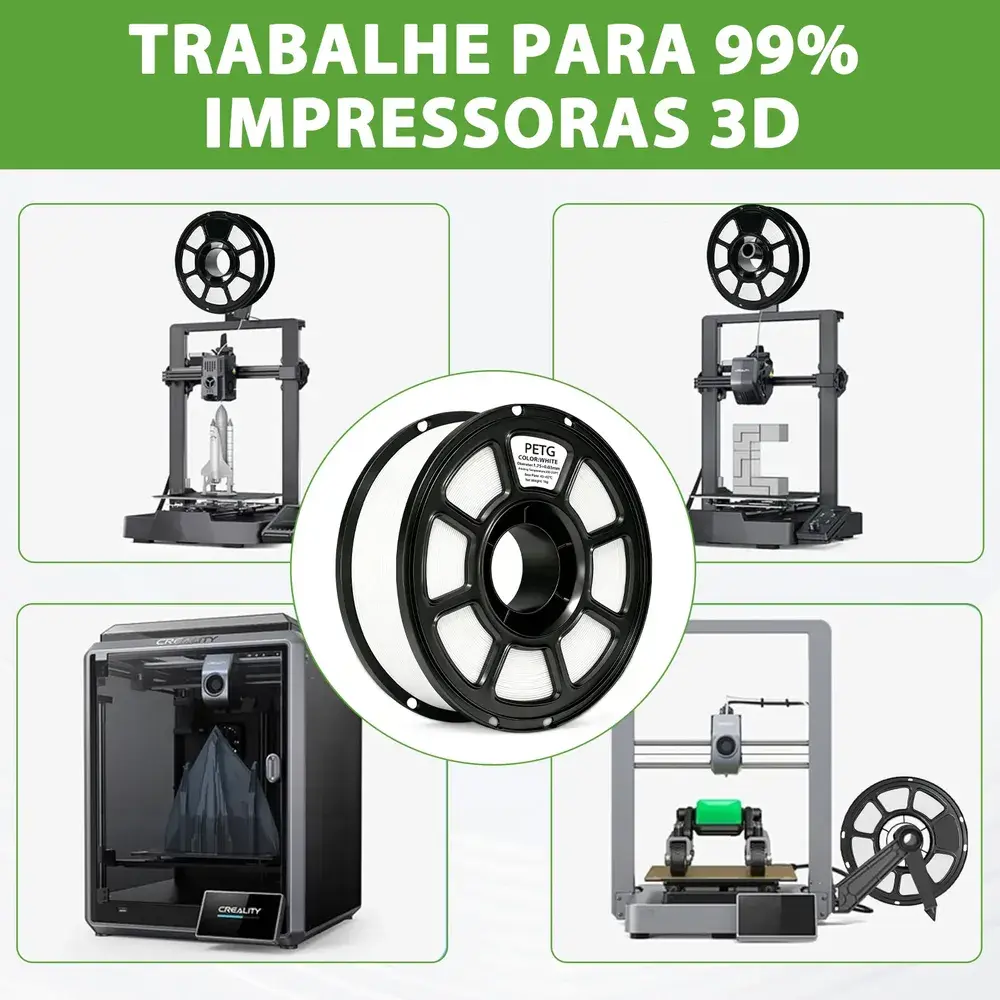 Filamento Petg 1,75mm 1kg Para Impressora 3D Branco Ou Preto