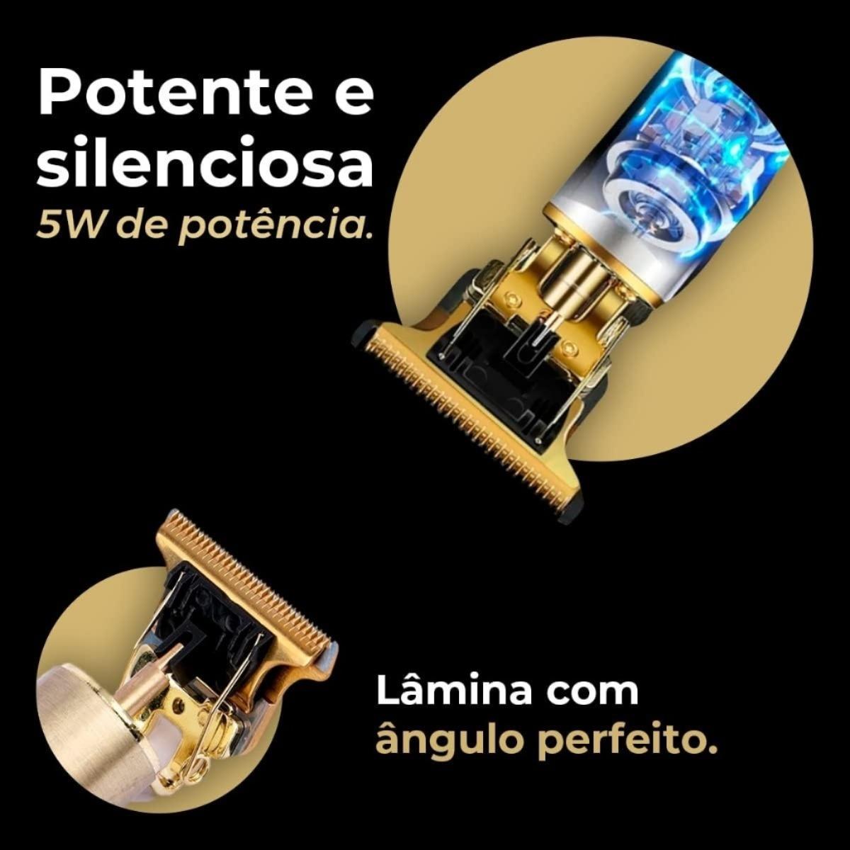 Máquina Profissional Dragão Acabamento Sem Fio Cabelo Barba Pezinho Limitador de Lamina Ajustável