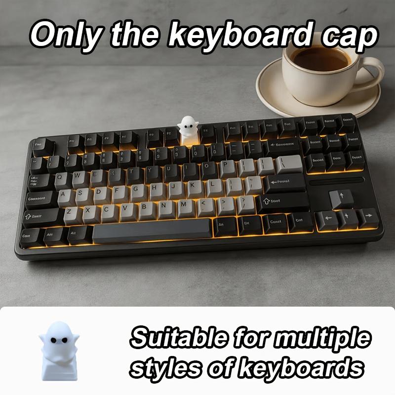 Teclado Mecânico de Escritório, Teclas com Impressão 3D para Aparência Decorativa, Teclas com Luz de Fundo Branca, Tema de Halloween